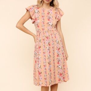 Floral Baby Doll Dress- Apricot